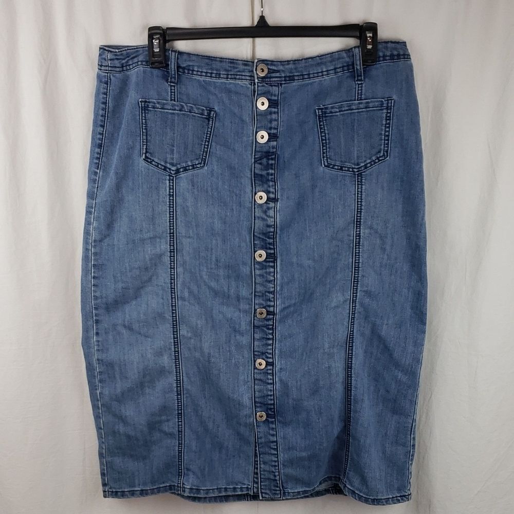 Christopher & Banks 16 Blue Jean Pencil Skirt